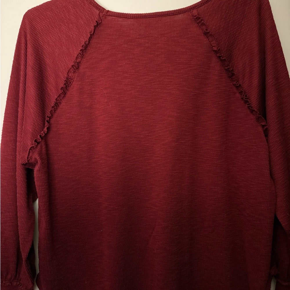 LC Lauren Conrad Red Raglan Ruffled Blouse
